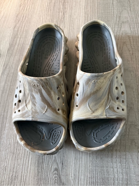 CROCS Other - CROCS Marbled Tan and Gray Slide Sandals